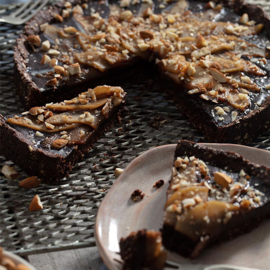 Tarta de peras y chocolate